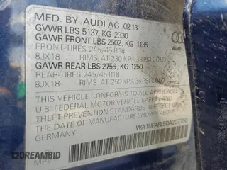 2013 Audi allroad Premium Plus with VIN WA1UFAFL5DA207758, listed as a Copart auction lot 52795515 with 0 mi miles and Salvage Title. Bid and sale history available at carsss.com. Image 15.