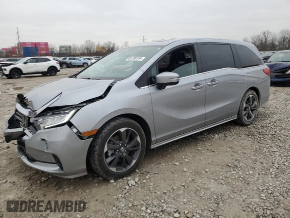2024 Honda Odyssey Elite with VIN 5FNRL6H99RB036997, listed as a Copart auction lot 85780134 with 6,813 mi miles and Salvage Title. Bid and sale history available at carsss.com. Image 1.