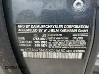2005 Chrysler Crossfire с VIN 1C3AN75N55X055680, выставлен на аукционе Copart как лот 58017135 с пробегом 97 109 миль миль и Списание • Salvage title. История ставок и продаж доступна на DreamBid. Изображение 12.