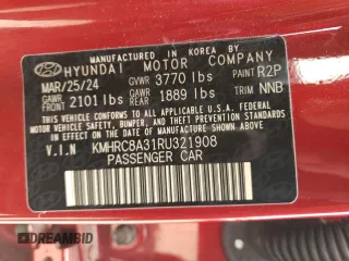 2024 Hyundai Venue Limited with VIN KMHRC8A31RU321908, listed as a Copart auction lot 47684665 with 29,792 mi miles and Salvage Title. Bid and sale history available at DreamBid. Image 12.