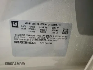 2014 Buick Regal Premium I with VIN 2G4GP5EX3E9322525, listed as a Copart auction lot 60653634 with 106,349 mi miles and Salvage Title. Bid and sale history available at DreamBid. Image 12.