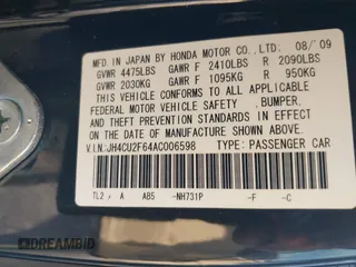 2010 Acura TSX with VIN JH4CU2F64AC006598, listed as a IAAI auction lot 41967903 with 1 mi miles. Bid and sale history available at carsss.com. Image 9.