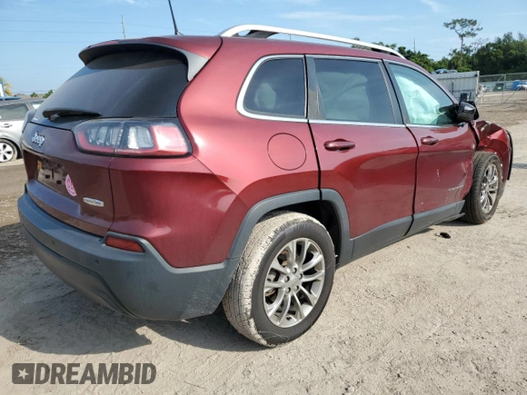 2019 Jeep Cherokee Latitude Plus with VIN 1C4PJLLB6KD110234, listed as a Copart auction lot 58805183 with 34,975 mi miles and Salvage title. Bid and sale history available at DreamBid. Image 3.