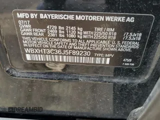 2018 BMW X1 xDrive28i with VIN WBXHT3C36J5F89230, listed as a Copart auction lot 62904545 with 170,860 mi miles and Salvage title. Bid and sale history available at DreamBid. Image 13.