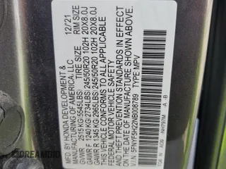 2022 Honda Pilot Special Edition z VIN 5FNYF5H22NB008789, wystawiony jako Copart lot #49162935 z przebiegiem 46 589 mil mil oraz Szkoda całkowita • Salvage title. Historia ofert i sprzedaży dostępna na DreamBid. Obrazek 13.