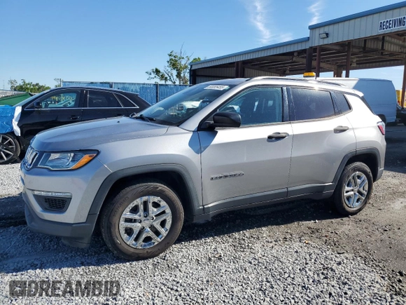 2018 Jeep Compass Sport with VIN 3C4NJCAB4JT182472, listed as a Copart auction lot 50085455 with 53,266 mi miles and Salvage Title. Bid and sale history available at carsss.com. Image 1.