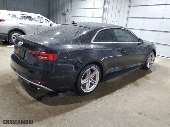 2019 Audi S5 Coupe Premium Plus with VIN WAUP4AF58KA080816, listed as a Copart auction lot 43336615 with 52,684 mi miles and Salvage Title. Bid and sale history available at carsss.com. Image 3.