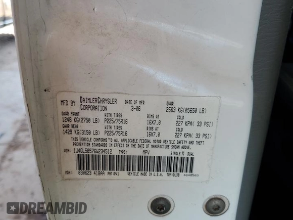 2006 Jeep Liberty Limited z VIN 1J4GL58576W234512, wystawiony jako Copart lot #59738715 z przebiegiem 391 141 mil mil oraz Szkoda całkowita • Salvage title. Historia ofert i sprzedaży dostępna na DreamBid. Obrazek 14.