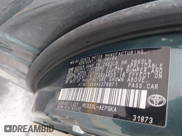 2004 Toyota Avalon XL with VIN 4T1BF28BX4U376871, listed as a IAAI auction lot 41935525 with 109,012 mi miles and . Bid and sale history available at DreamBid. Image 9.