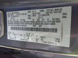 2014 Ford Escape Titanium with VIN 1FMCU9J94EUC50534, listed as a IAAI auction lot 41040341 with 115,502 mi miles. Bid and sale history available at carsss.com. Image 9.