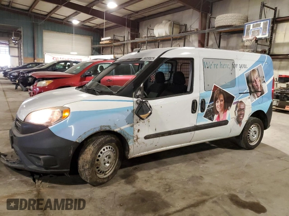 2017 Ram ProMaster City Cargo Tradesman with VIN ZFBERFAB8H6D61781, listed as a Copart auction lot 56009525 with 159,632 mi miles and Salvage title. Bid and sale history available at DreamBid. Image 1.