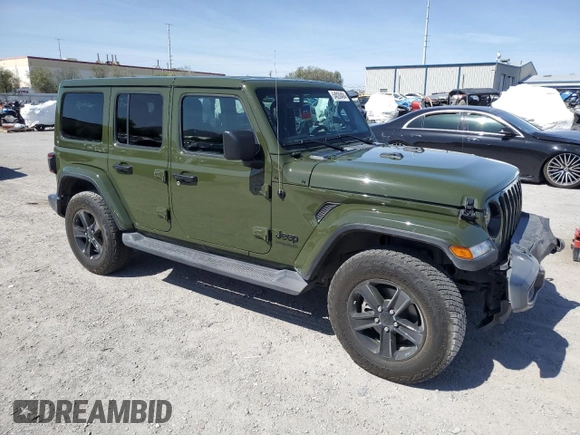 2021 Jeep Wrangler Unlimited Sahara Altitude с VIN 1C4HJXEN5MW865773, выставлен на аукционе Copart как лот 66431724 с пробегом 61 101 миль миль и Списание • Salvage title. История ставок и продаж доступна на DreamBid. Изображение 4.