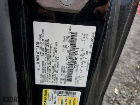 2018 Ford Mustang EcoBoost z VIN 1FA6P8TH0J5162114, wystawiony jako Copart lot #80567414 z przebiegiem 50 067 mil mil oraz Szkoda całkowita • Salvage title. Historia ofert i sprzedaży dostępna na DreamBid. Obrazek 12.