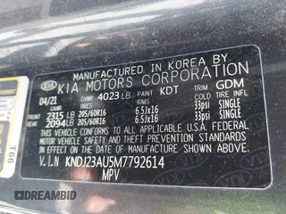 2021 Kia Soul S with VIN KNDJ23AU5M7792614, listed as a IAAI auction lot 41894118 with 27,117 mi miles and . Bid and sale history available at DreamBid. Image 9.