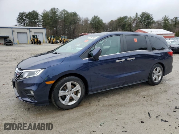 2020 Honda Odyssey EX-L with VIN 5FNRL6H70LB051653, listed as a Copart auction lot 45387985 with 63,747 mi miles and Salvage Title. Bid and sale history available at carsss.com. Image 1.