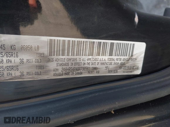 2008 Chrysler Town & Country Touring with VIN 2A8HR54P48R736561, listed as a IAAI auction lot 42562758 with 187,852 mi miles and . Bid and sale history available at DreamBid. Image 9.