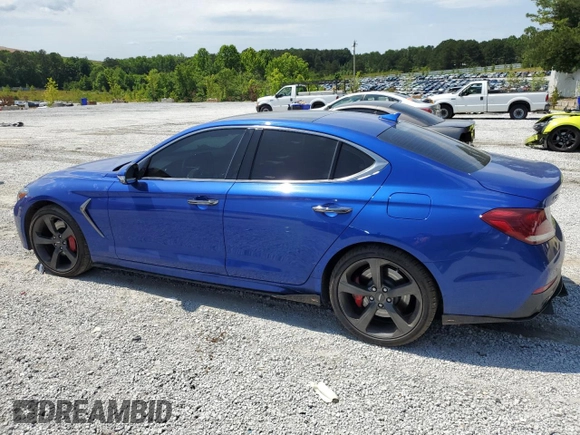 2020 Genesis G70 3.3T with VIN KMTG34LE7LU058061, listed as a Copart auction lot 57534815 with 76,885 mi miles and Salvage title. Bid and sale history available at DreamBid. Image 2.