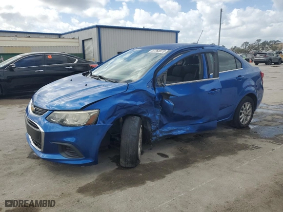 2017 Chevrolet Sonic LT with VIN 1G1JD5SHXH4102556, listed as a Copart auction lot 47763815 with 165,574 mi miles and Salvage Title. Bid and sale history available at carsss.com. Image 1.