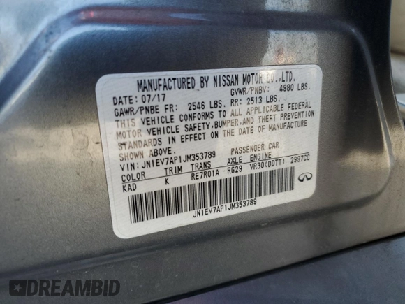 2018 Infiniti Q50 Sport z VIN JN1EV7AP1JM353789, wystawiony jako Copart lot #42676345 z przebiegiem 149 589 mil mil oraz Szkoda całkowita • Salvage title. Historia ofert i sprzedaży dostępna na DreamBid. Obrazek 12.
