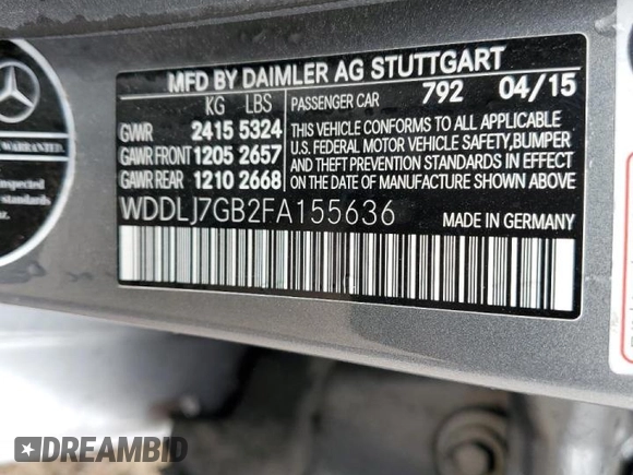 2015 Mercedes-Benz CLS-Class CLS 63 AMG S-Model with VIN WDDLJ7GB2FA155636, listed as a Copart auction lot 58945682 with 93,396 mi miles. Bid and sale history available at carsss.com. Image 10.