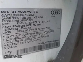 2021 Audi Q7 Premium Plus with VIN WA1LJAF7XMD018454, listed as a Copart auction lot 86490354 with Not provided miles and Salvage title. Bid and sale history available at DreamBid. Image 14.