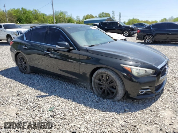 2014 Infiniti Q50 with VIN JN1BV7AP4EM687999, listed as a Copart auction lot 52318195 with 155,516 mi miles and Salvage title. Bid and sale history available at DreamBid. Image 4.