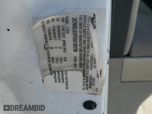 2005 Chevrolet Equinox LT with VIN 2CNDL63F556126778, listed as a Copart auction lot 46102105 with 0 mi miles and Salvage Title. Bid and sale history available at carsss.com. Image 13.