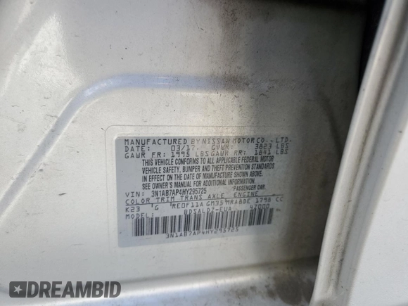 2017 Nissan Sentra SV z VIN 3N1AB7AP4HY295725, wystawiony jako Copart lot #56043405 z przebiegiem 71 564 mil mil oraz Szkoda całkowita • Salvage title. Historia ofert i sprzedaży dostępna na DreamBid. Obrazek 13.