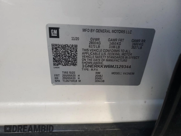 2021 Chevrolet Traverse Premier with VIN 1GNERKKW6MJ129344, listed as a Copart auction lot 80204484 with 69,387 mi miles and Salvage Title. Bid and sale history available at carsss.com. Image 13.