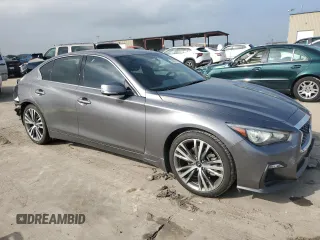 2021 Infiniti Q50 Signature Edition with VIN JN1EV7CP9MM703669, listed as a Copart auction lot 54861195 with 50,856 mi miles and Salvage title. Bid and sale history available at DreamBid. Image 4.