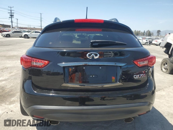 2015 Infiniti QX70 with VIN JN8CS1MU9FM380312, listed as a Copart auction lot 54104005 with 100,678 mi miles and Salvage Title. Bid and sale history available at DreamBid. Image 6.