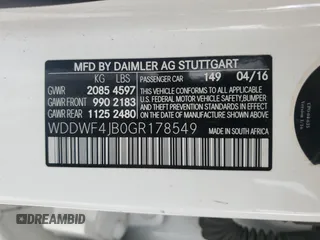 2016 Mercedes-Benz C 300 с VIN WDDWF4JB0GR178549, выставлен на аукционе Copart как лот 54553255 с пробегом 142 568 миль миль и Списание • Salvage title. История ставок и продаж доступна на DreamBid. Изображение 12.