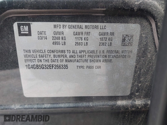 2014 Buick LaCrosse Leather с VIN 1G4GB5G32EF266335, выставлен на аукционе IAAI как лот 42493436 с пробегом 92 693 миль миль и . История ставок и продаж доступна на DreamBid. Изображение 9.