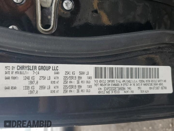 2014 Dodge Journey R/T with VIN 3C4PDDEG2ET309284, listed as a Copart auction lot 59350205 with 132,903 mi miles and Salvage title. Bid and sale history available at DreamBid. Image 13.