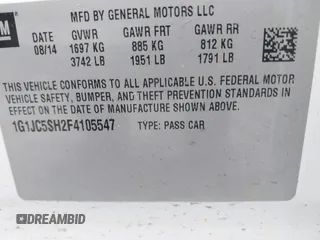 2015 Chevrolet Sonic LT with VIN 1G1JC5SH2F4105547, listed as a IAAI auction lot 42147287 with 59,073 mi miles and . Bid and sale history available at DreamBid. Image 9.