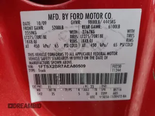 2010 Ford F-250 XL z VIN 1FTSX2BR7AEA80509, wystawiony jako Copart lot #51778745 z przebiegiem 219 126 mil mil oraz Szkoda całkowita • Salvage title. Historia ofert i sprzedaży dostępna na DreamBid. Obrazek 12.