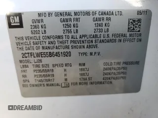 2011 GMC Terrain SLT-2 z VIN 2CTFLWE55B6451920, wystawiony jako Copart lot #47884915 z przebiegiem 165 781 mil mil oraz Szkoda całkowita • Salvage title. Historia ofert i sprzedaży dostępna na DreamBid. Obrazek 13.