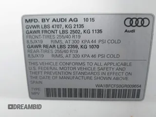 2016 Audi Q3 Premium Plus with VIN WA1BFCFS0GR009654, listed as a IAAI auction lot 42141372 with 138,992 mi miles. Bid and sale history available at carsss.com. Image 9.