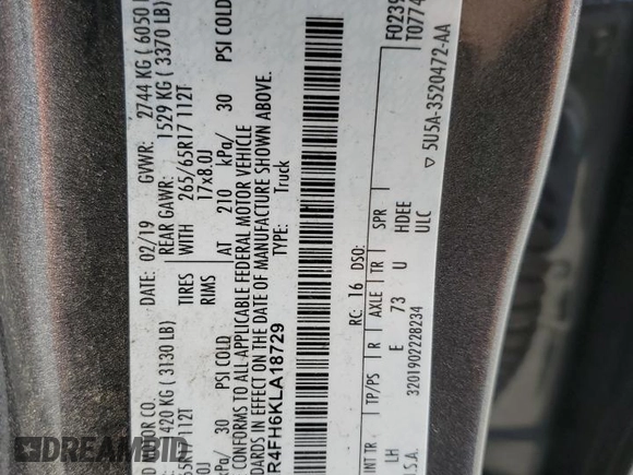 2019 Ford Ranger XL with VIN 1FTER4FH6KLA18729, listed as a Copart auction lot 52434595 with 111,792 mi miles and Salvage Title. Bid and sale history available at carsss.com. Image 12.