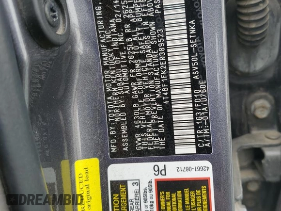 2014 Toyota Camry L with VIN 4T4BF1FK2ER389523, listed as a Copart auction lot 51286635 with 157,342 mi miles and Salvage Title. Bid and sale history available at carsss.com. Image 13.