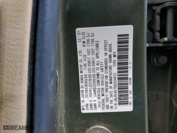 2008 Honda CR-V EX-L with VIN JHLRE48708C034972, listed as a Copart auction lot 53843665 with 201,125 mi miles and Salvage Title. Bid and sale history available at carsss.com. Image 14.