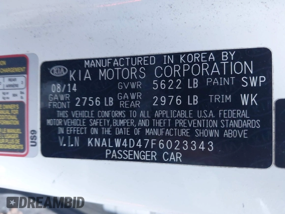 2015 Kia K900 Luxury with VIN KNALW4D47F6023343, listed as a IAAI auction lot 41326579 with 214,113 mi miles. Bid and sale history available at carsss.com. Image 9.