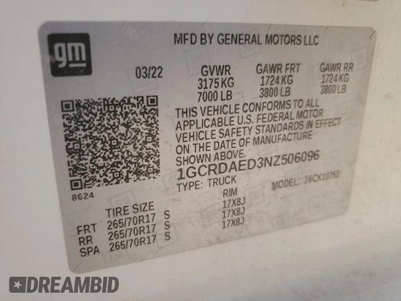 2022 Chevrolet Silverado 1500 Work Truck with VIN 1GCRDAED3NZ506096, listed as a Copart auction lot 46708055 with 90,970 mi miles and Clean Title. Bid and sale history available at DreamBid. Image 12.