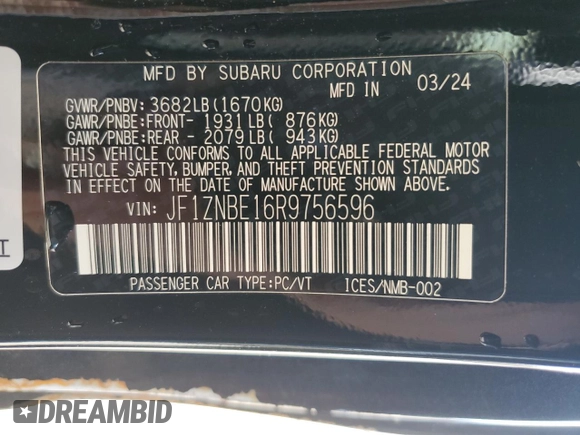 2024 Toyota 86 Premium with VIN JF1ZNBE16R9756596, listed as a Copart auction lot 45268525 with 10,611 mi miles and Clean Title. Bid and sale history available at DreamBid. Image 12.