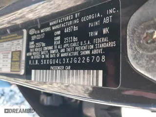 2018 Kia Optima EX with VIN 5XXGU4L3XJG226708, listed as a IAAI auction lot 41036342 with 118,162 mi miles. Bid and sale history available at carsss.com. Image 9.