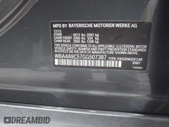2016 BMW 4 Series 428i с VIN WBA4A9C57GG507387, выставлен на аукционе IAAI как лот 41980045 с пробегом 165 424 миль миль и . История ставок и продаж доступна на DreamBid. Изображение 9.