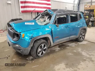 2021 Jeep Renegade Trailhawk z VIN ZACNJDC14MPN36865, wystawiony jako Copart lot #61737305 z przebiegiem Nie podano mil oraz Szkoda całkowita • Salvage title. Historia ofert i sprzedaży dostępna na DreamBid. Obrazek 1.