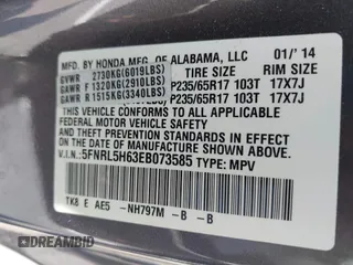 2014 Honda Odyssey EX-L with VIN 5FNRL5H63EB073585, listed as a IAAI auction lot 42673004 with 119,971 mi miles and . Bid and sale history available at DreamBid. Image 9.