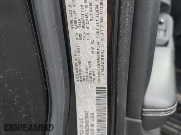 2022 Jeep Grand Cherokee Limited z VIN 1C4RJKBG5N8578842, wystawiony jako Copart lot #55616725 z przebiegiem 54 007 mil mil oraz Szkoda całkowita • Salvage title. Historia ofert i sprzedaży dostępna na DreamBid. Obrazek 14.