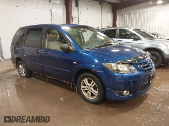 2004 Mazda MPV LX with VIN JM3LW28AX40521583, listed as a IAAI auction lot 41607479 with 178,952 mi miles and . Bid and sale history available at DreamBid. Image 1.
